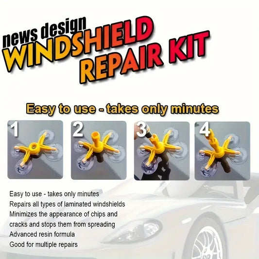 PMMJ Windshield Repair Kit - DIY Auto Glass Repair Tool for Cracked Windshields - Quick and Easy Fix with Suction Cup Technology
